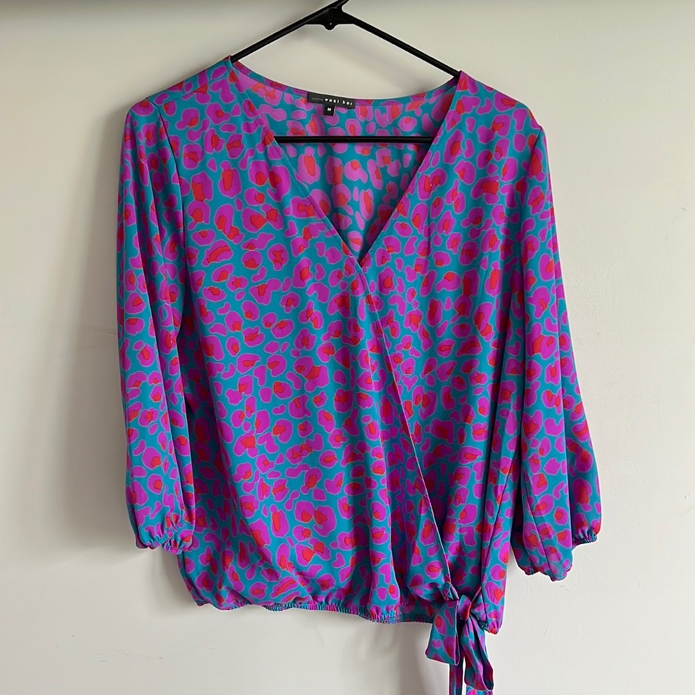 Purple/Magenta, faix wrap blouse, West Kei